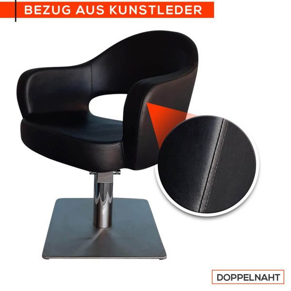Friseurstuhl höhenverstellbar - Bodenplatte aus Edelstahl, Friseursessel, Friseureinrichtung Design 7