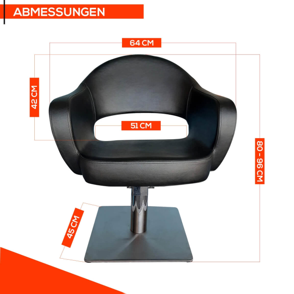 Friseurstuhl höhenverstellbar - Bodenplatte aus Edelstahl, Friseursessel, Friseureinrichtung Design 7