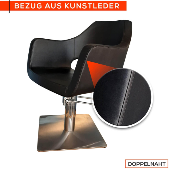 Friseurstuhl höhenverstellbar - Bodenplatte aus Edelstahl, Friseursessel, Friseureinrichtung Design 8