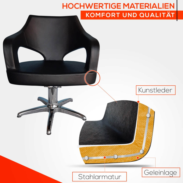 Friseurstuhl höhenverstellbar - Kreuzfuß aus Aluminiumguss, Friseursessel mit Hydraulik Design 12