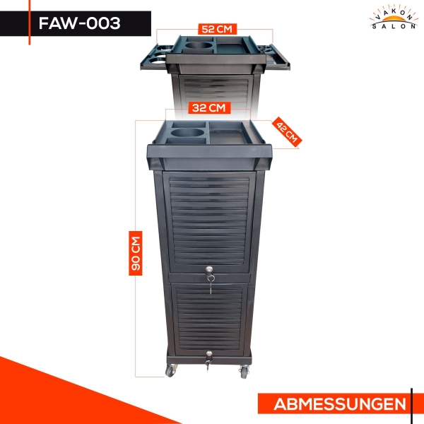 Trolley Arbeitswagen mit 6 Schubladen, Friseurwagen schwarz, Stapelboy, Rollwagen