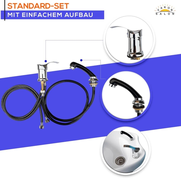 Einhebel Mischbatterie aus Messing für Waschbecken, Friseurarmatur für Waschsessel und Friseurwaschanlage