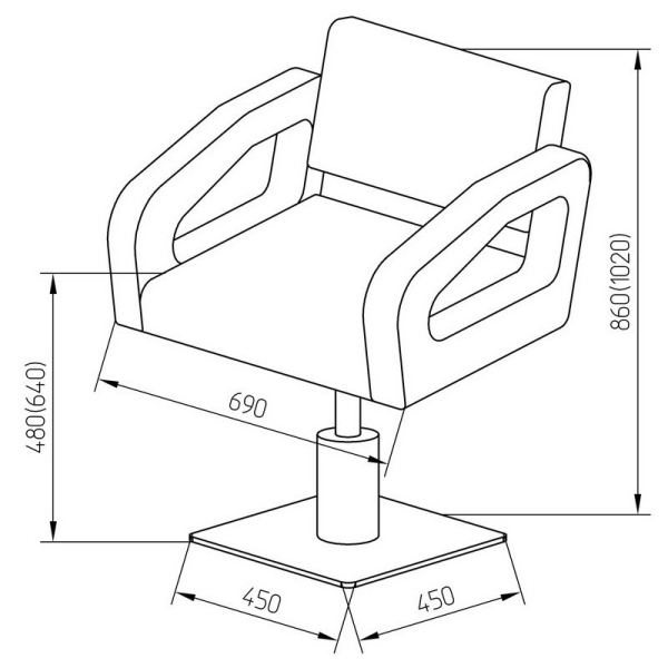 Friseurstuhl höhenverstellbar - Bodenplatte aus Edelstahl, Friseursessel, Friseureinrichtung Design 13