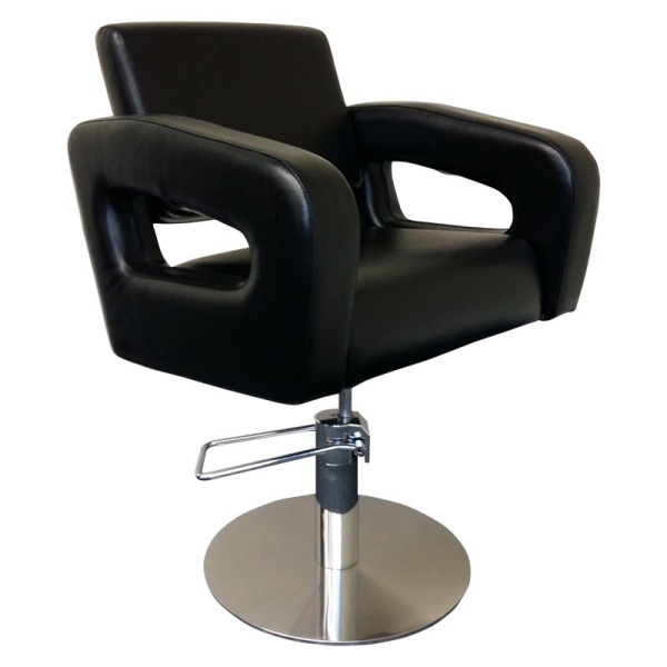 Friseurstuhl höhenverstellbar - Hydraulik und runde Bodenplatte aus Edelstahl, Friseursessel Design 13