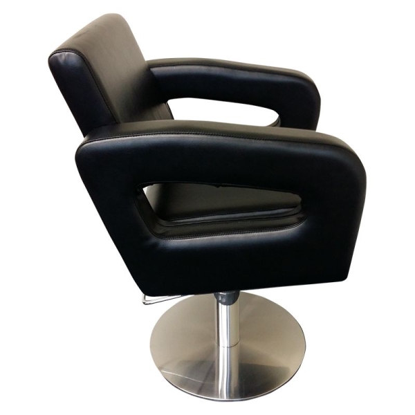 Friseurstuhl höhenverstellbar - Hydraulik und runde Bodenplatte aus Edelstahl, Friseursessel Design 13