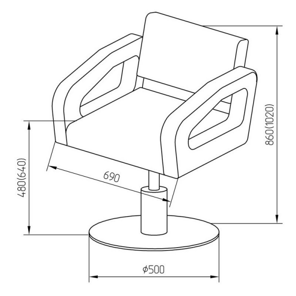 Friseurstuhl höhenverstellbar - Hydraulik und runde Bodenplatte aus Edelstahl, Friseursessel Design 13