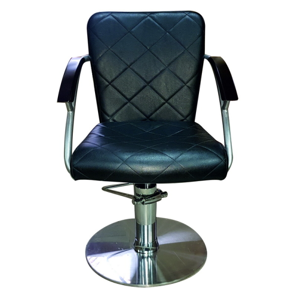 Friseurstuhl höhenverstellbar - Hydraulik und runde Bodenplatte aus Edelstahl, Friseursessel Design 17