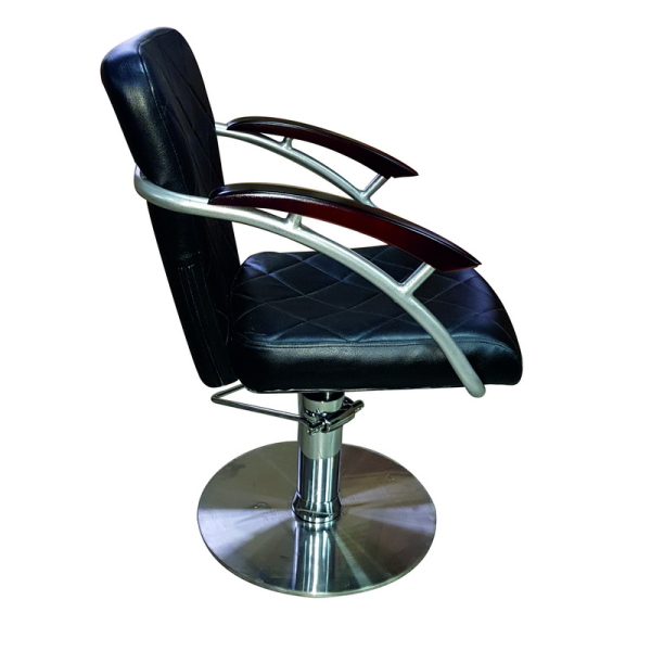 Friseurstuhl höhenverstellbar - Hydraulik und runde Bodenplatte aus Edelstahl, Friseursessel Design 17