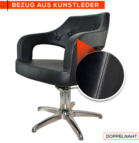 Friseurstuhl höhenverstellbar - Kreuzfuß aus Aluminiumguss, Friseursessel mit Hydraulik Design 12K