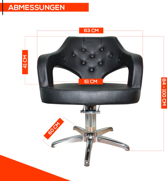 Friseurstuhl höhenverstellbar - Kreuzfuß aus Aluminiumguss, Friseursessel mit Hydraulik Design 12K