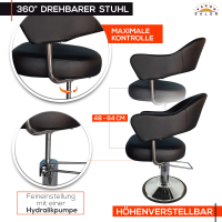 Friseurstuhl höhenverstellbar - Hydraulik und runde Bodenplatte ⌀ 60cm, Friseursessel Design 3
