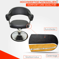 Friseurstuhl höhenverstellbar - Hydraulik und runde Bodenplatte ⌀ 60cm, Friseursessel Design 3