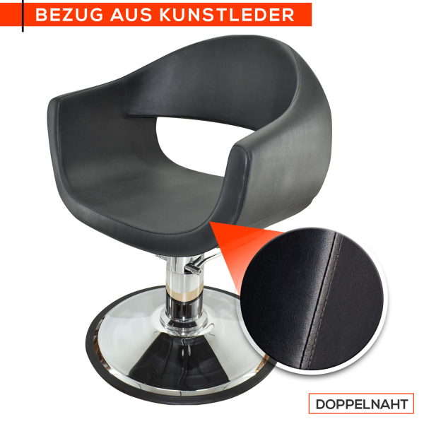 Friseurstuhl höhenverstellbar - Hydraulik und runde Bodenplatte ⌀ 60cm, Friseursessel Design 4