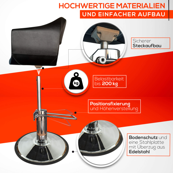 Friseurstuhl höhenverstellbar - Hydraulik und runde Bodenplatte ⌀ 60cm, Friseursessel Design 4