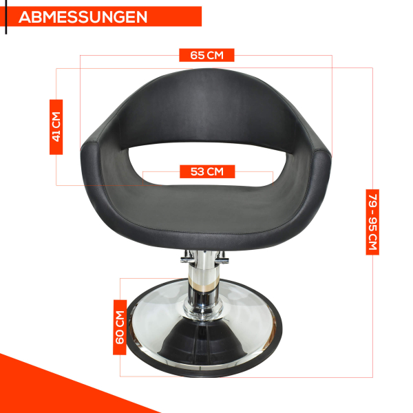 Friseurstuhl höhenverstellbar - Hydraulik und runde Bodenplatte ⌀ 60cm, Friseursessel Design 4