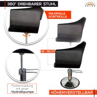 Friseurstuhl höhenverstellbar - Hydraulik und runde Bodenplatte ⌀ 60cm, Friseursessel Design 4