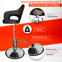 Friseurstuhl höhenverstellbar - Hydraulik und runde Bodenplatte ⌀ 60cm, Friseursessel Design 12K