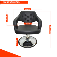 Friseurstuhl höhenverstellbar - Hydraulik und runde Bodenplatte ⌀ 60cm, Friseursessel Design 12K