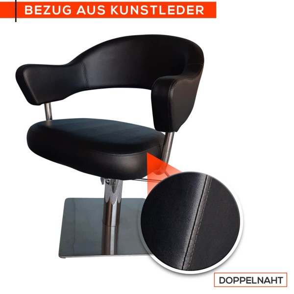 Friseurstuhl höhenverstellbar - Bodenplatte aus Edelstahl, Friseursessel, Friseureinrichtung Design 3