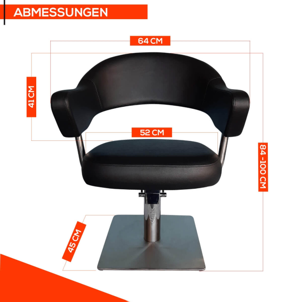 Friseurstuhl höhenverstellbar - Bodenplatte aus Edelstahl, Friseursessel, Friseureinrichtung Design 3