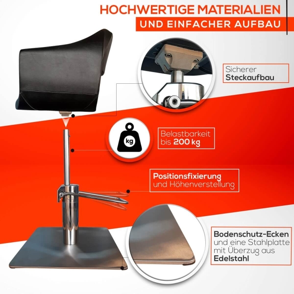 Friseurstuhl höhenverstellbar - Bodenplatte aus Edelstahl, Friseursessel, Friseureinrichtung Design 4
