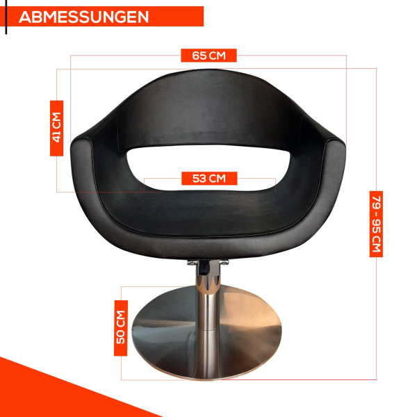 Friseurstuhl höhenverstellbar - Hydraulik und runde Bodenplatte aus Edelstahl, Friseursessel Design 4
