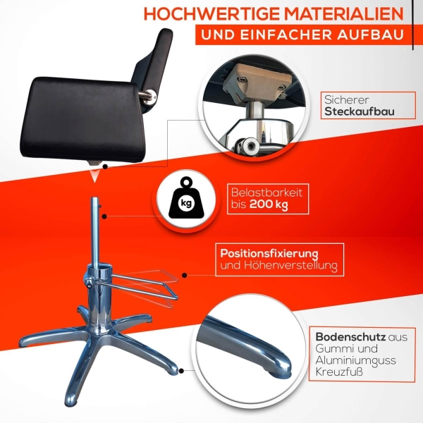 Friseurstuhl höhenverstellbar - Kreuzfuß aus Aluminiumguss, Friseursessel mit Hydraulik Design 1