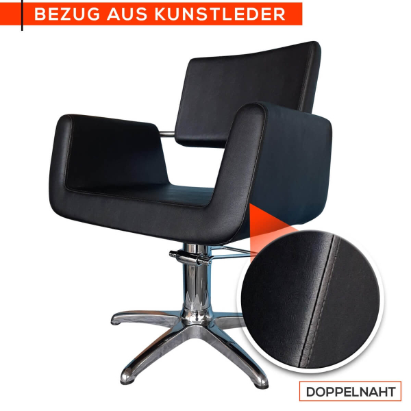 Friseurstuhl höhenverstellbar - Kreuzfuß aus Aluminiumguss, Friseursessel mit Hydraulik Design 1