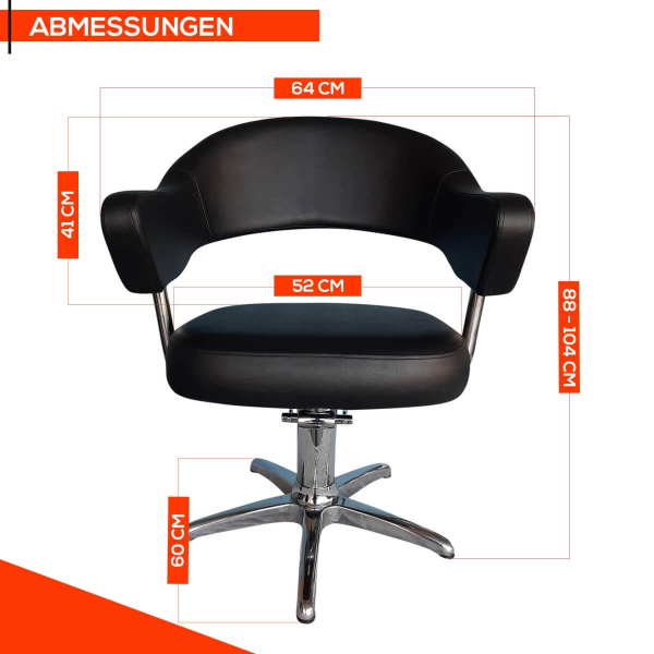 Friseurstuhl höhenverstellbar - Kreuzfuß aus Aluminiumguss, Friseursessel mit Hydraulik Design 3