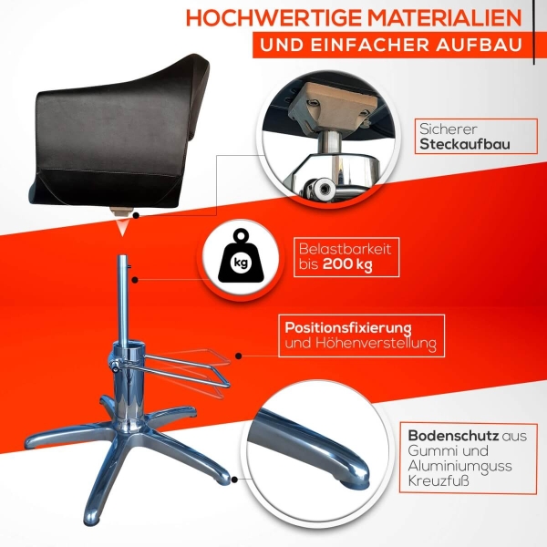 Friseurstuhl höhenverstellbar - Kreuzfuß aus Aluminiumguss, Friseursessel mit Hydraulik Design 4