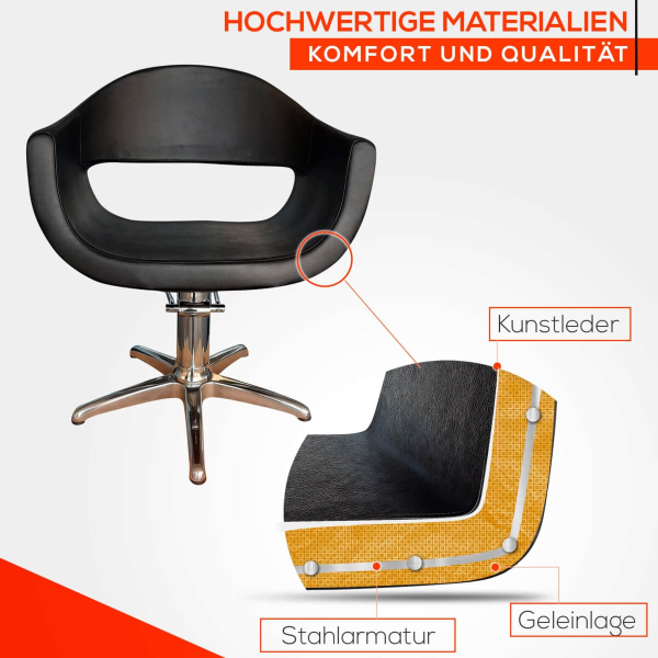 Friseurstuhl höhenverstellbar - Kreuzfuß aus Aluminiumguss, Friseursessel mit Hydraulik Design 4